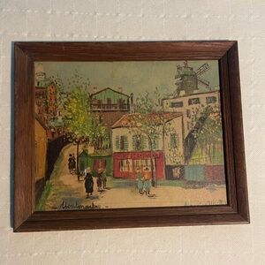 Maurice Utrillo Framed Montmartre Street Scene Painting Vintage Good Condition
